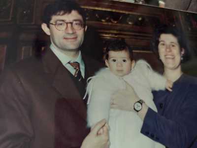 Església del Pi, al bateig de l’Emma. Any 1995.